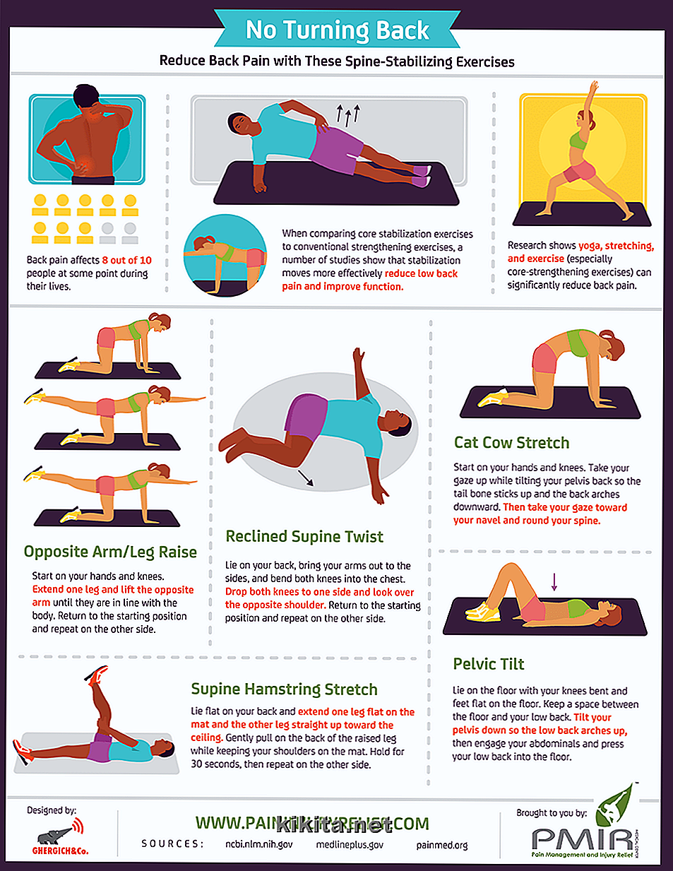Infografía: reducir el dolor de espalda con ejercicios de estabilización de la columna vertebral